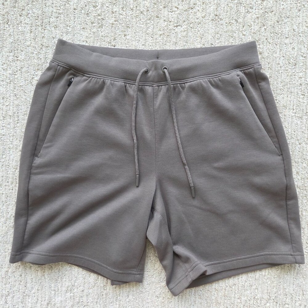 VRST Fleece Sweat Shorts Mens Small Olive Green Unlined Drawstring Zip Pockets